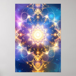 Abstracte gloeiende Lotus Mandala Poster