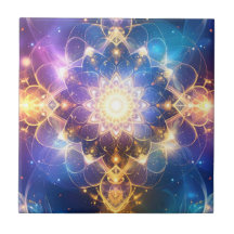 Abstracte gloeiende Lotus Mandala Tegel Art