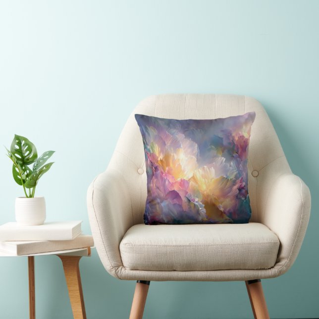 Abstracte gloeiende pastel bloemcompositie kussen (Stoel)