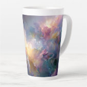 Abstracte gloeiende pastel bloemcompositie latte mok (Rechterhoek)