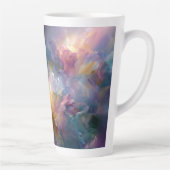 Abstracte gloeiende pastel bloemcompositie latte mok (Rechts)