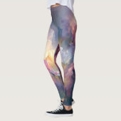 Abstracte gloeiende pastel bloemcompositie leggings (Links)
