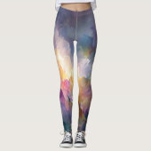 Abstracte gloeiende pastel bloemcompositie leggings (Voorkant)