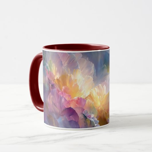 Abstracte gloeiende pastel bloemcompositie mok (Voorkant links)