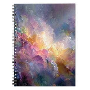 Abstracte gloeiende pastel bloemcompositie notitieboek