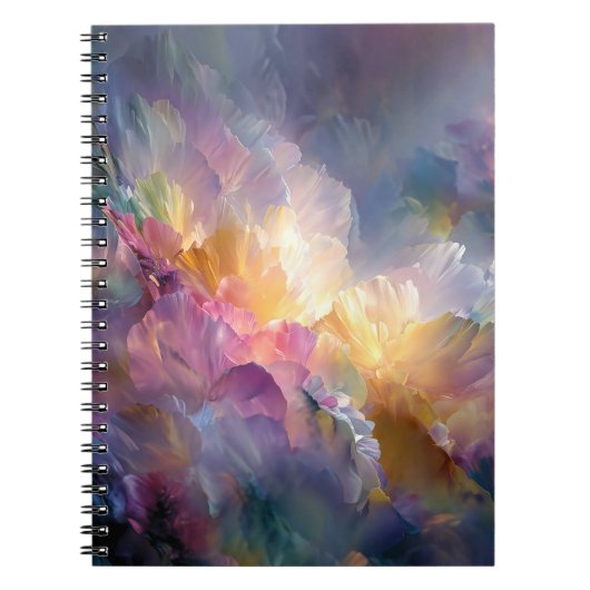 Abstracte gloeiende pastel bloemcompositie notitieboek (Voorkant)