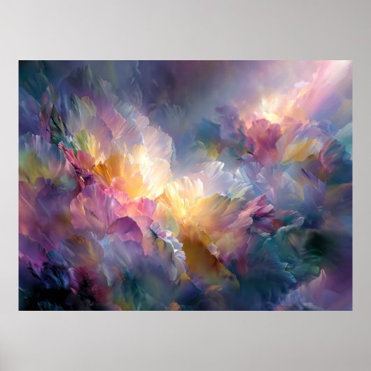 Abstracte gloeiende pastel bloemcompositie poster (Voorkant)