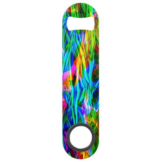 Abstracte gloeiende regenboog speed flessenopener (Voorkant)