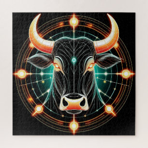 Abstracte gloeiende Stier Illustratie Legpuzzel