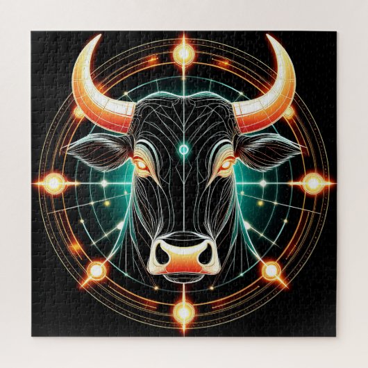 Abstracte gloeiende Stier Illustratie Legpuzzel (Verticaal)