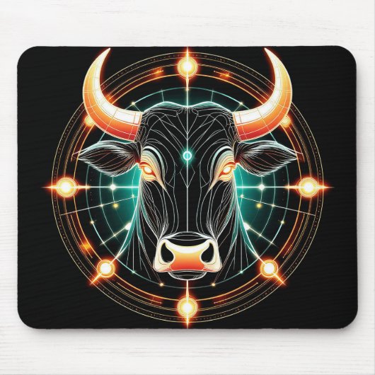 Abstracte gloeiende Stier Illustratie Muismat (Voorkant)