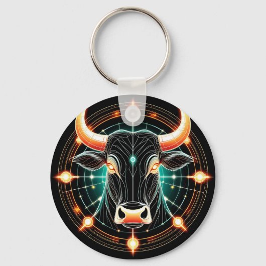 Abstracte gloeiende Stier Illustratie Sleutelhanger (Voorkant)