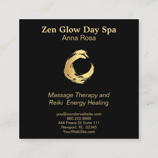 *~* Abstracte Gold Brush Reiki Zen Meditation Vierkante Visitekaartje (Achterkant)