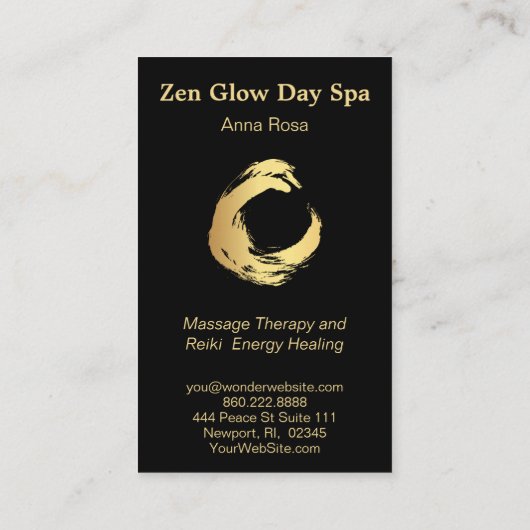 *~* Abstracte Gold Brush Reiki Zen Meditation Visitekaartje (Achterkant)