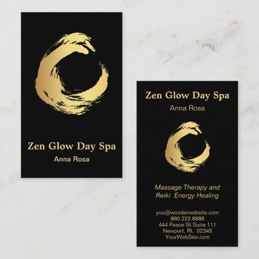 *~* Abstracte Gold Brush Reiki Zen Meditation Visitekaartje (Voorkant / Achterkant)