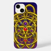ABSTRACTE GOLD CELTIC KENNIS MET GEMSTONES Paars Case-Mate iPhone Case (Achterkant)