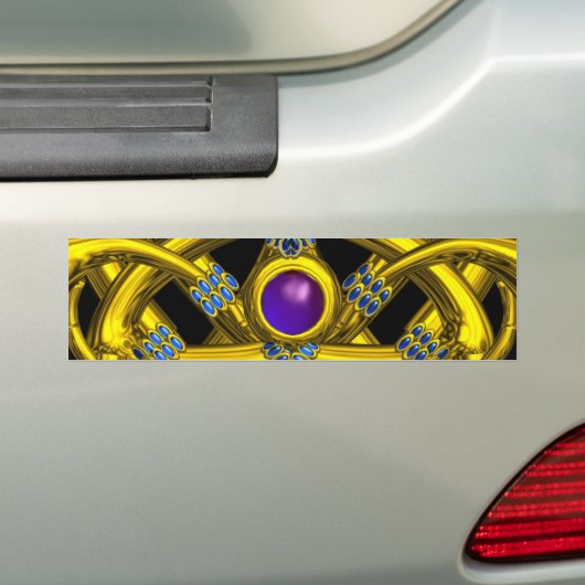 ABSTRACTE GOLD CELTIC KENNIS MET KLEURSTONEN BUMPERSTICKER (Op auto)