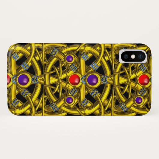 ABSTRACTE GOLD CELTIC KENNIS MET KLEURSTONEN Case-Mate iPhone CASE (Achterkant (horizontaal))