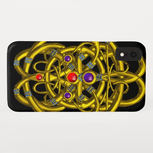 ABSTRACTE GOLD CELTIC KENNIS MET KLEURSTONEN Case-Mate iPhone CASE (Achterkant (horizontaal))