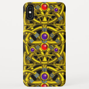 ABSTRACTE GOLD CELTIC KENNIS MET KLEURSTONEN iPhone XS MAX HOESJE