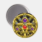 ABSTRACTE GOLD CELTIC KENNIS MET KLEURSTONEN MAGNEET (Voorkant / Achterkant)