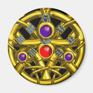 ABSTRACTE GOLD CELTIC KENNIS MET KLEURSTONEN MAGNEET