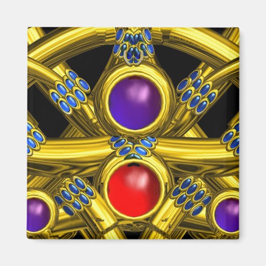 ABSTRACTE GOLD CELTIC KENNIS MET KLEURSTONEN MAGNEET (Voorkant)