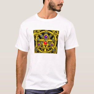 ABSTRACTE GOLD CELTIC KENNIS MET KLEURSTONEN T-SHIRT