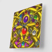 ABSTRACTE GOLD CELTIC KENNIS MET KLEURSTONEN VIERKANTE KLOK (Hoek)