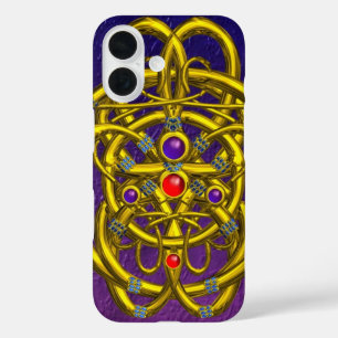 ABSTRACTE GOLD CELTIC KNOPEN MET GEMSTONEN iPhone 16 HOESJE