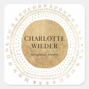 Abstracte Gold Circle Jewelry Designer Vierkante Sticker