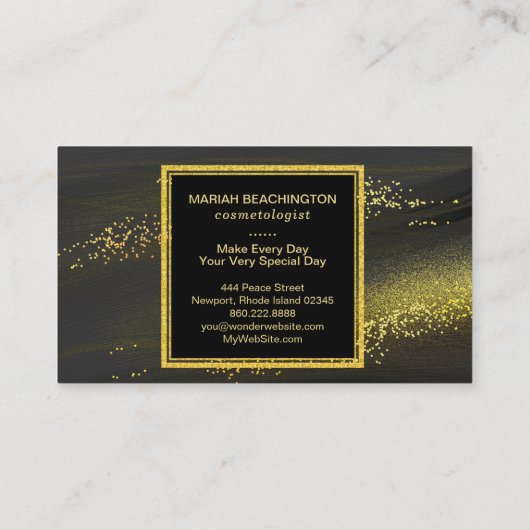 *~* Abstracte Gold Dust Black Gold Glitter Visitekaartje (Achterkant)