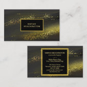 *~* Abstracte Gold Dust Black Gold Glitter Visitekaartje (Voorkant / Achterkant)