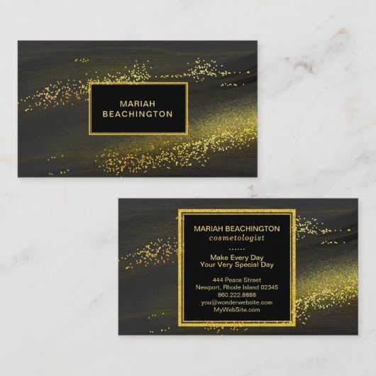 *~* Abstracte Gold Dust Black Gold Glitter Visitekaartje (Voorkant / Achterkant)