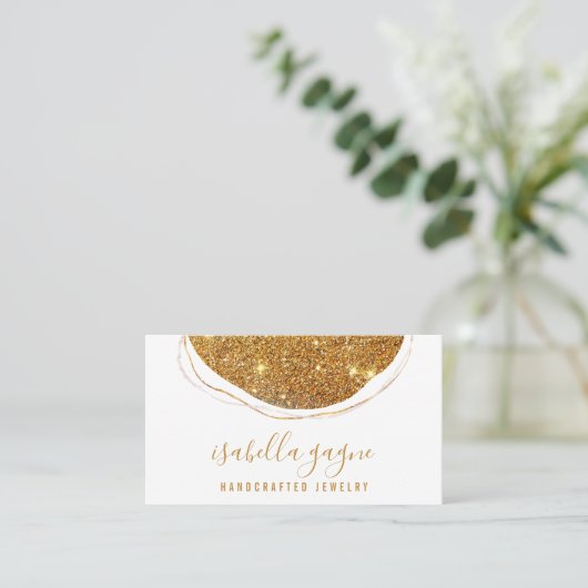 Abstracte Gold Glitter Jewlery Designer Business C Visitekaartje (Staand voorkant)