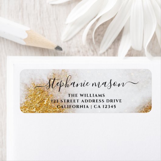 Abstracte Gold Glitter-Waterverf Etiket (Insitu)