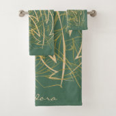 Abstracte Gold Leaf Green-achtergrond Bad Handdoek (Insitu)