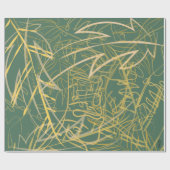 Abstracte Gold Leaf Green-achtergrond Cadeaupapier (Vlak)