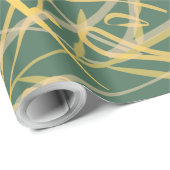 Abstracte Gold Leaf Green-achtergrond Cadeaupapier (Rol Hoek)