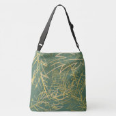 Abstracte Gold Leaf Green-achtergrond Crossbody Tas (Achterkant)