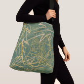 Abstracte Gold Leaf Green-achtergrond Crossbody Tas (Dichtbij)
