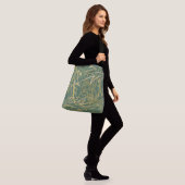 Abstracte Gold Leaf Green-achtergrond Crossbody Tas (Op model)