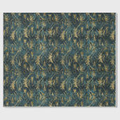 Abstracte Gold Leaves over Groen Cadeaupapier (Vlak)