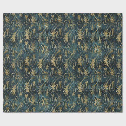 Abstracte Gold Leaves over Groen Cadeaupapier (Vlak)