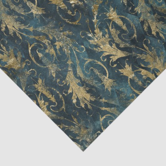 Abstracte Gold Leaves over groene ontkoppeling Tissuepapier (Detail)