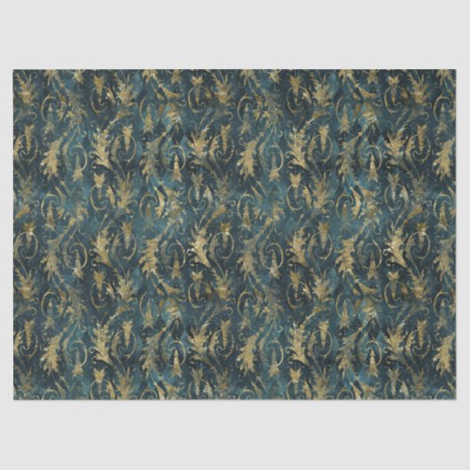 Abstracte Gold Leaves over groene ontkoppeling Tissuepapier (Voorkant)