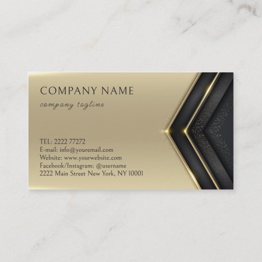 Abstracte Gold Line-pijl op zwart Visitekaartje (Achterkant)