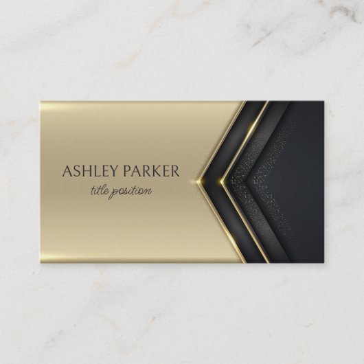 Abstracte Gold Line-pijl op zwart Visitekaartje (Voorkant)