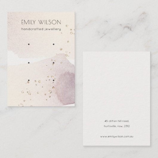 Abstracte Gold Paarse Waterverf 3 Veroorbaar beeld Visitekaartje (Voorkant / Achterkant)