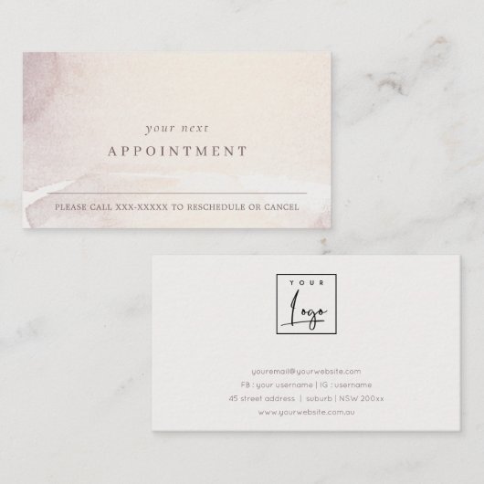 Abstracte Gold Paarse Waterverf Logo Benoeming Visitekaartje (Voorkant / Achterkant)